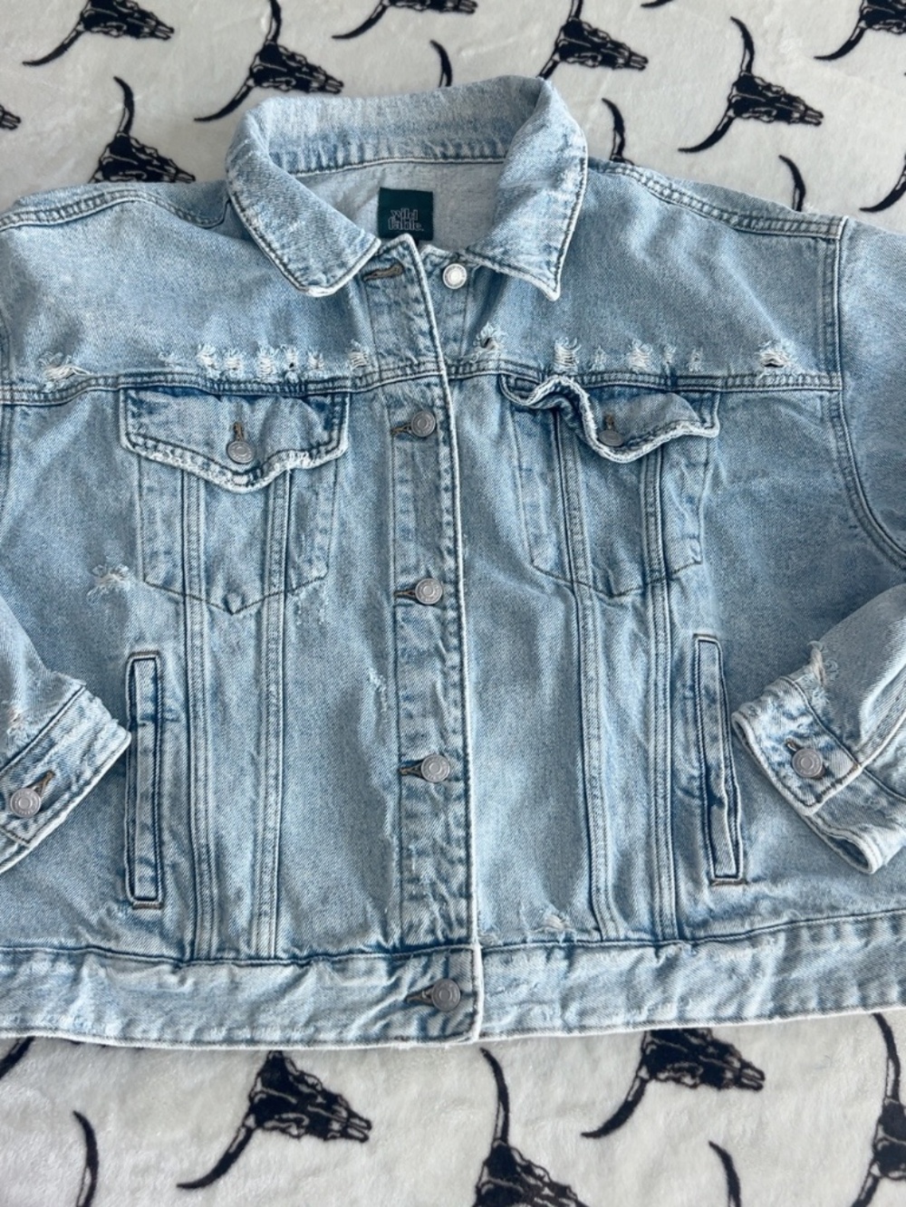 Wild Fable Distressed Light Wash Denim Jean Jacket Women’s XXL